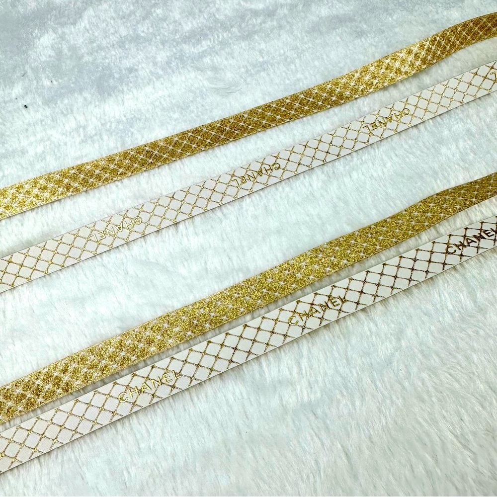 CHANEL Gold and Cream ribbon 2 Yards